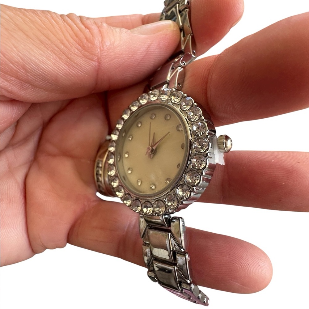 Silver Tone Rhinestone Rimmed Watch - Picture 7 of 7